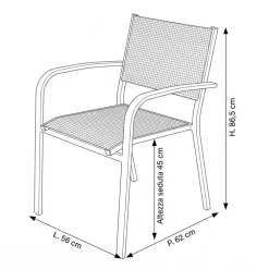 Set tavolo da giardino allungabile 200/300cm tortora + 6 sedie con braccioli tondi tortora Brezza