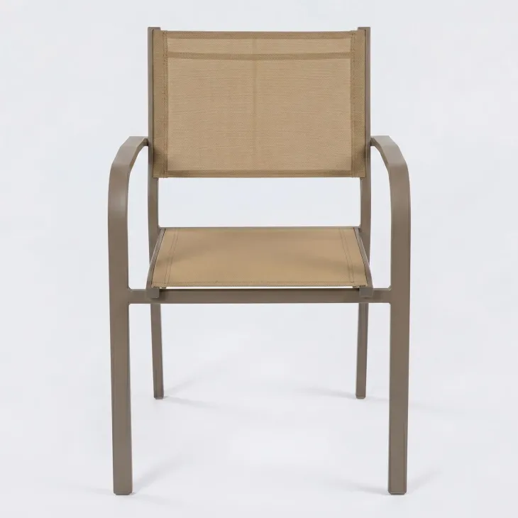 Set tavolo da giardino allungabile 200/300cm tortora + 6 sedie con braccioli tondi tortora Brezza