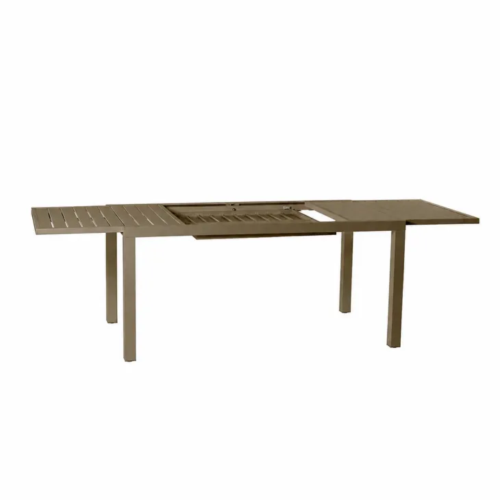 Set tavolo da giardino allungabile 160/240cm tortora + 4 sedie con braccioli quadrati tortora Brezza