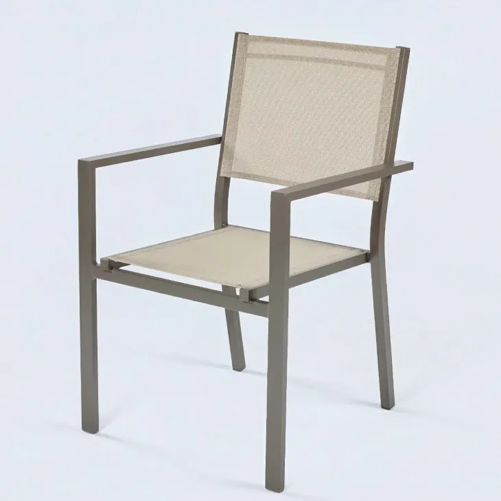 Set tavolo da giardino allungabile 160/240cm tortora + 4 sedie con braccioli quadrati tortora Brezza