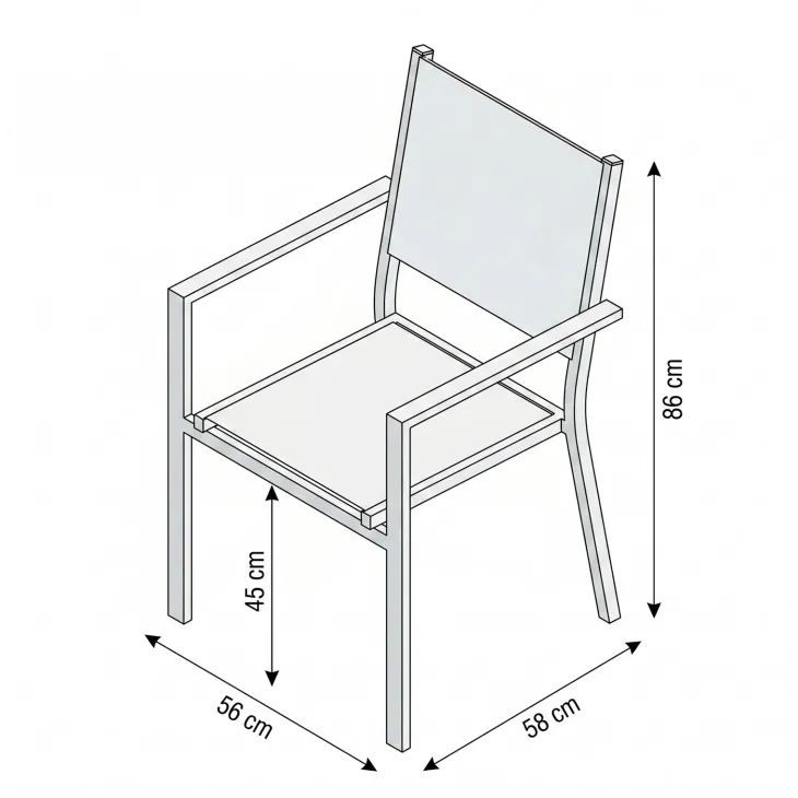 Set tavolo da giardino allungabile 200/300cm tortora + 6 sedie con braccioli quadrati tortora Brezza