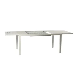 Set tavolo da giardino allungabile 160/240cm bianco + 4 sedie con braccioli tondi bianco Brezza