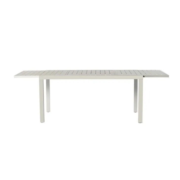 Set tavolo da giardino allungabile 160/240cm bianco + 4 sedie con braccioli tondi bianco Brezza