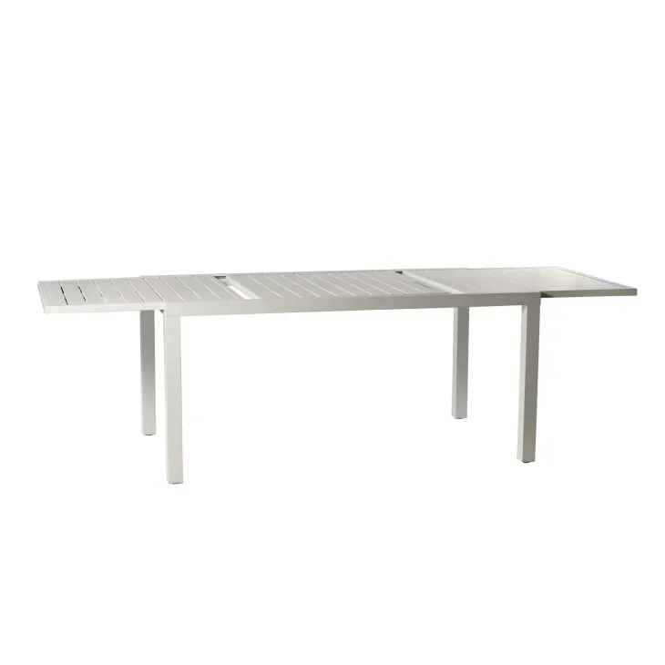 Set tavolo da giardino allungabile 160/240cm bianco + 4 sedie con braccioli tondi bianco Brezza