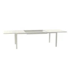 Set tavolo da giardino allungabile 200/300cm bianco + 6 sedie con braccioli tondi bianco Brezza