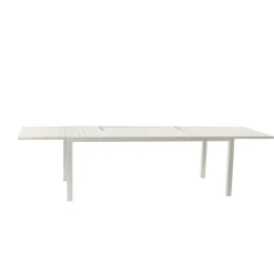 Set tavolo da giardino allungabile 200/300cm bianco + 6 sedie con braccioli tondi bianco Brezza