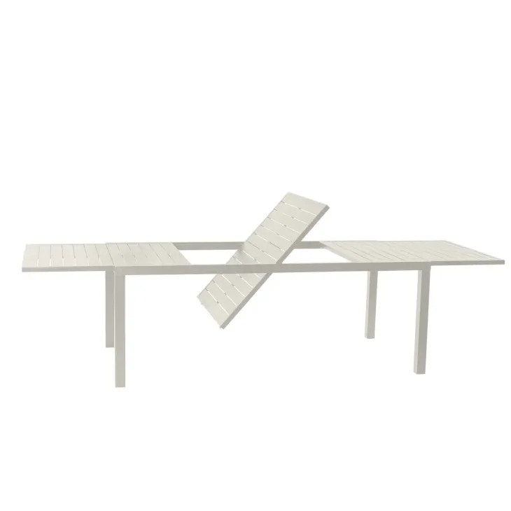 Set tavolo da giardino allungabile 200/300cm bianco + 6 sedie con braccioli tondi bianco Brezza