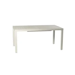 Set tavolo da giardino allungabile 160/240cm bianco + 4 sedie con braccioli quadrati bianco Brezza
