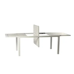 Set tavolo da giardino allungabile 160/240cm bianco + 4 sedie con braccioli quadrati bianco Brezza