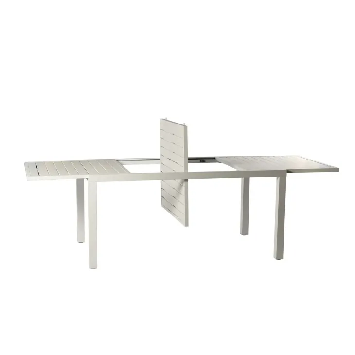 Set tavolo da giardino allungabile 160/240cm bianco + 4 sedie con braccioli quadrati bianco Brezza