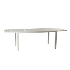 Set tavolo da giardino allungabile 160/240cm bianco + 4 sedie con braccioli quadrati bianco Brezza