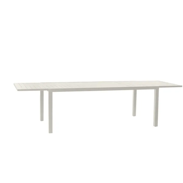 Set tavolo da giardino allungabile 200/300cm bianco + 6 sedie con braccioli quadrati bianco Brezza