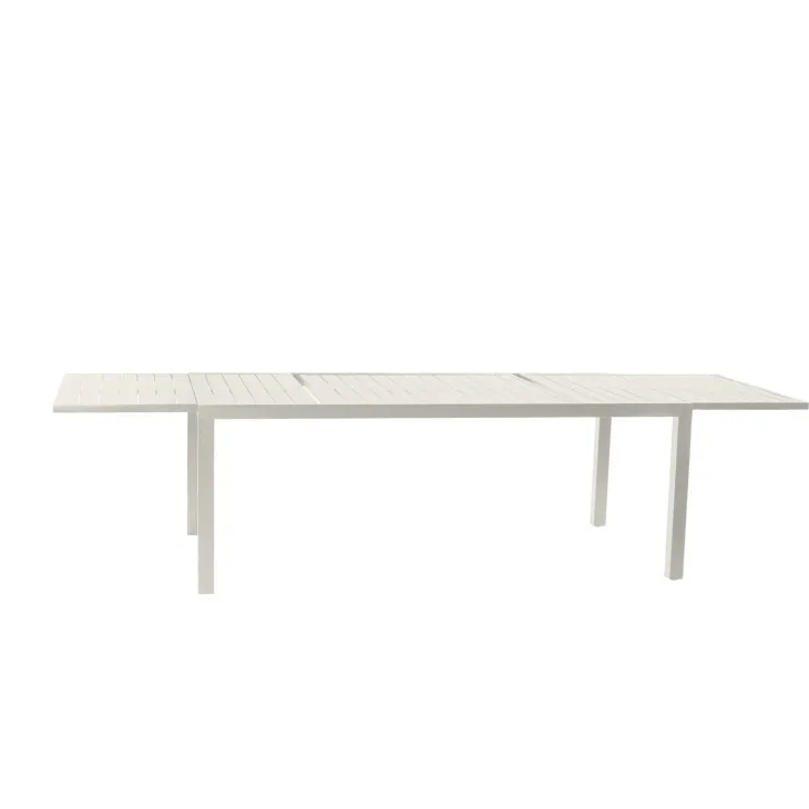 Set tavolo da giardino allungabile 200/300cm bianco + 6 sedie con braccioli quadrati bianco Brezza