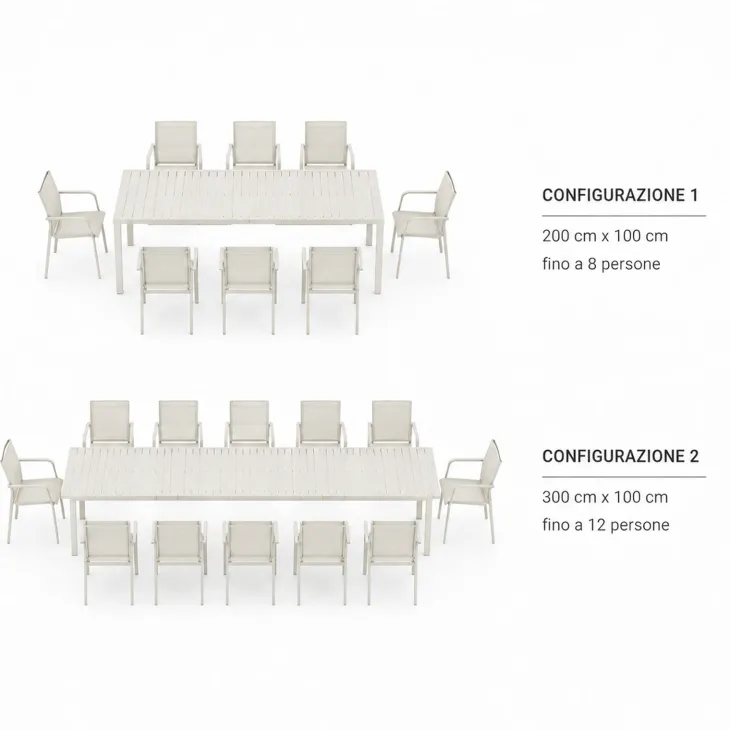 Set tavolo da giardino allungabile 200/300cm antracite + 6 sedie con braccioli quadrati antracite Brezza