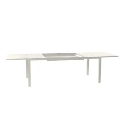 Set tavolo da giardino allungabile 200/300cm bianco + 4 sedie con braccioli tondi bianco Brezza