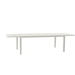 Set tavolo da giardino allungabile 200/300cm bianco + 4 sedie con braccioli tondi bianco Brezza