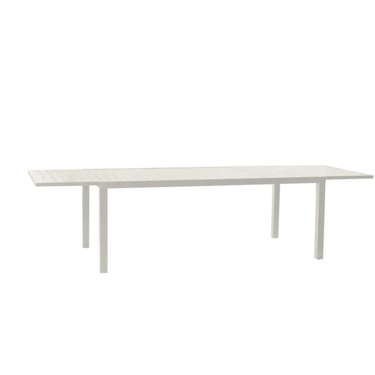 Set tavolo da giardino allungabile 200/300cm bianco + 4 sedie con braccioli tondi bianco Brezza