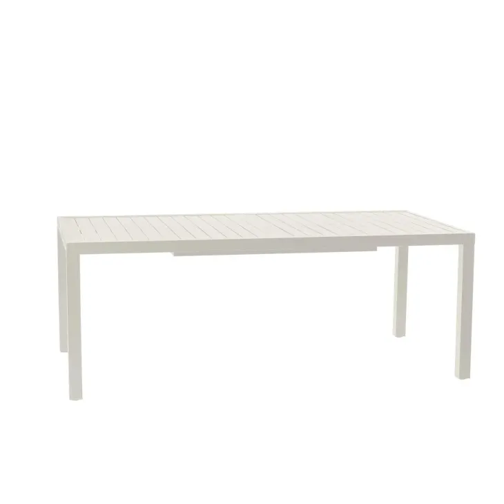 Set tavolo da giardino allungabile 200/300cm bianco + 4 sedie con braccioli tondi bianco Brezza