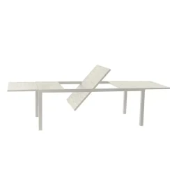 Set tavolo da giardino allungabile 200/300cm bianco + 4 sedie con braccioli tondi bianco Brezza