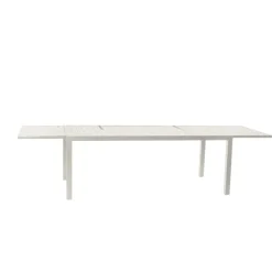 Set tavolo da giardino allungabile 200/300cm bianco + 4 sedie con braccioli quadrati bianco Brezza
