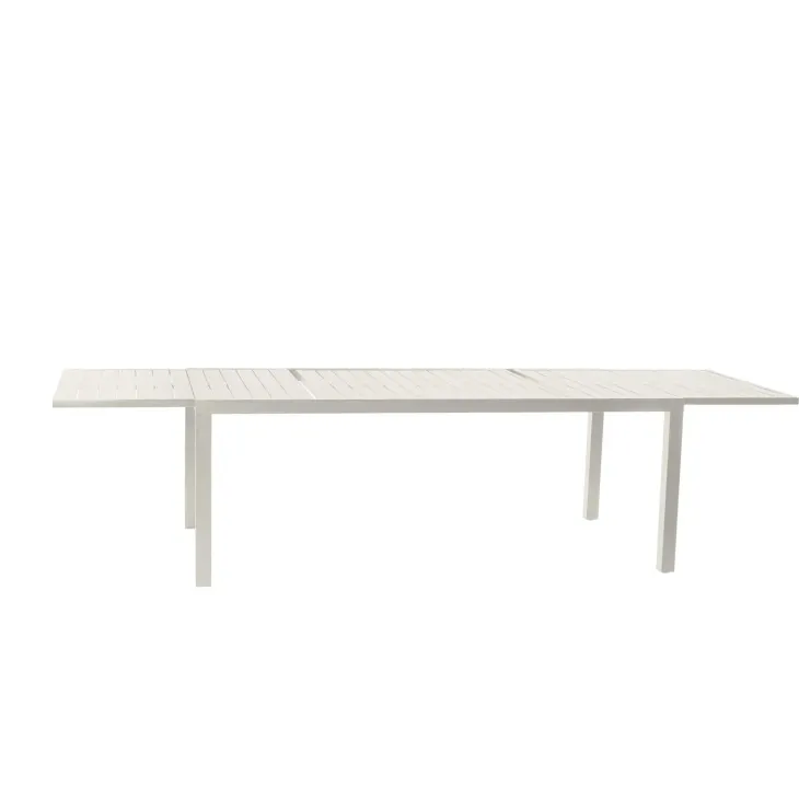 Set tavolo da giardino allungabile 200/300cm bianco + 4 sedie con braccioli quadrati bianco Brezza