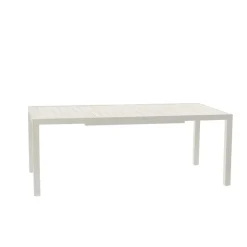 Set tavolo da giardino allungabile 200/300cm bianco + 4 sedie con braccioli quadrati bianco Brezza
