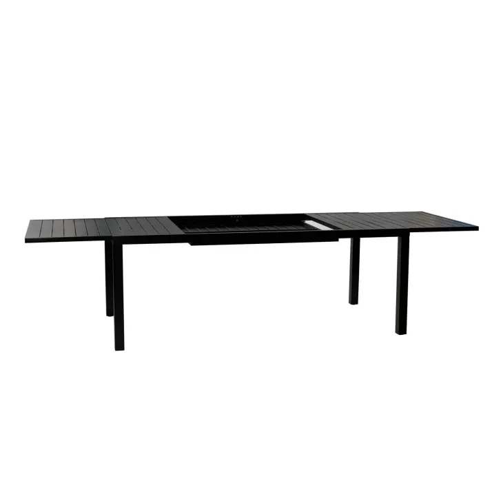 Set tavolo da giardino allungabile 200/300cm antracite + 4 sedie con braccioli quadrati antracite Brezza