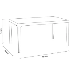 Set tavolo da giardino esterno dehors 150x90 cm antracite + 4 sedie bianco Coral