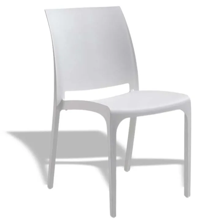 Set tavolo da giardino esterno dehors con vetro 150x90 cm bianco + 6 sedie bianco Ivy