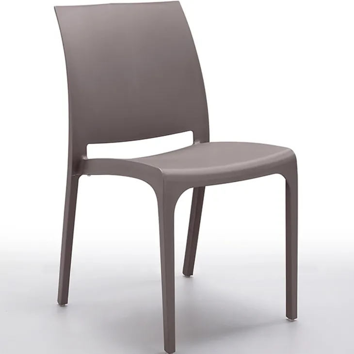 Set tavolo da giardino esterno dehors con vetro 150x90 cm bianco + 6 sedie grigio tortora Ivy