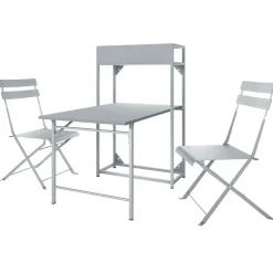 Set tavolo da giardino 2 sedie con fioriera grigio Marin