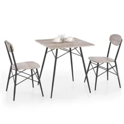 Set tavolo 70x70cm + 2 sedie acciaio rovere Pub