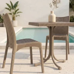 Set tavolo 80x80cm + 2 sedie da giardino polipropilene tortora Blossom