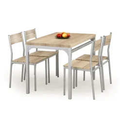 Set tavolo 110x75cm + 4 sedie rovere sonoma acciaio Oasi