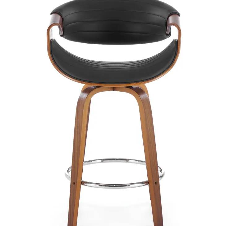 Sgabello alto da bar in ecopelle moderno noce nero Ruby