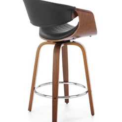 Sgabello alto da bar in ecopelle moderno noce nero Ruby