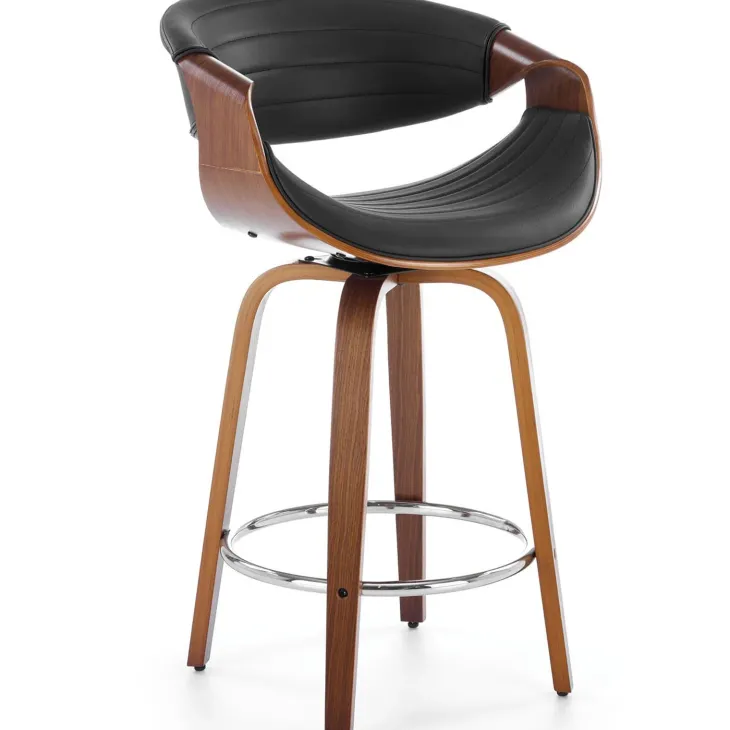 Sgabello alto da bar in ecopelle moderno noce nero Ruby