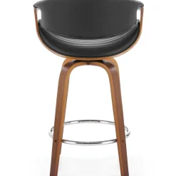 Sgabello alto da bar in ecopelle moderno noce nero Ruby