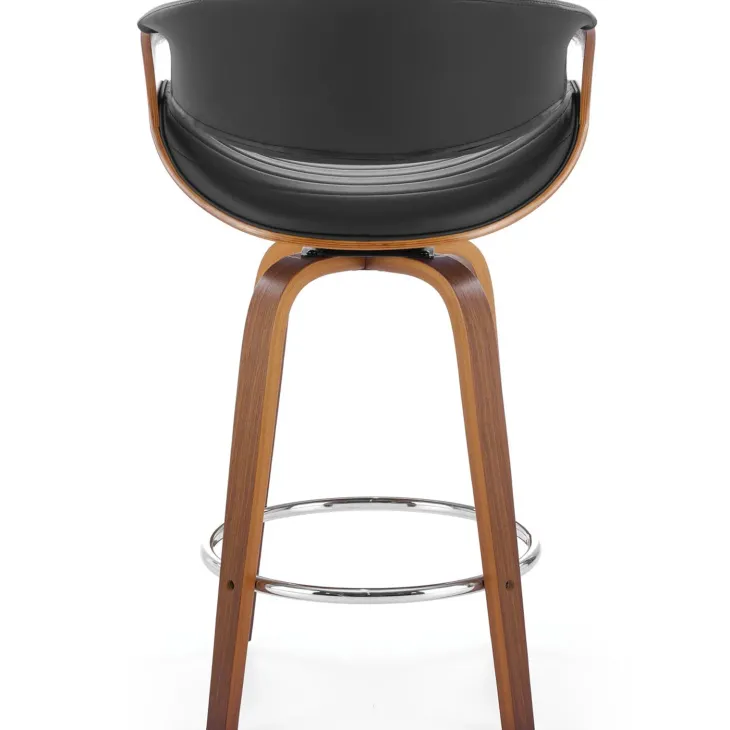 Sgabello alto da bar in ecopelle moderno noce nero Ruby