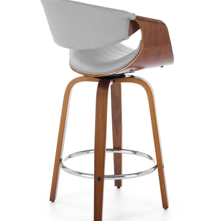 Sgabello alto da bar in ecopelle moderno noce grigio Ruby