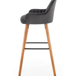 Sgabello alto imbottito stile scandinavo in velluto grigio rovere Nate