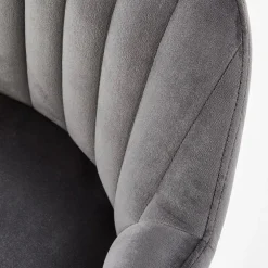 Sgabello alto imbottito stile scandinavo in velluto grigio rovere Nate