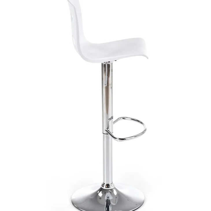 Sgabello alto regolabile design moderno bianco acciaio cromato Oliver