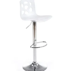 Sgabello alto regolabile design moderno bianco acciaio cromato Oliver