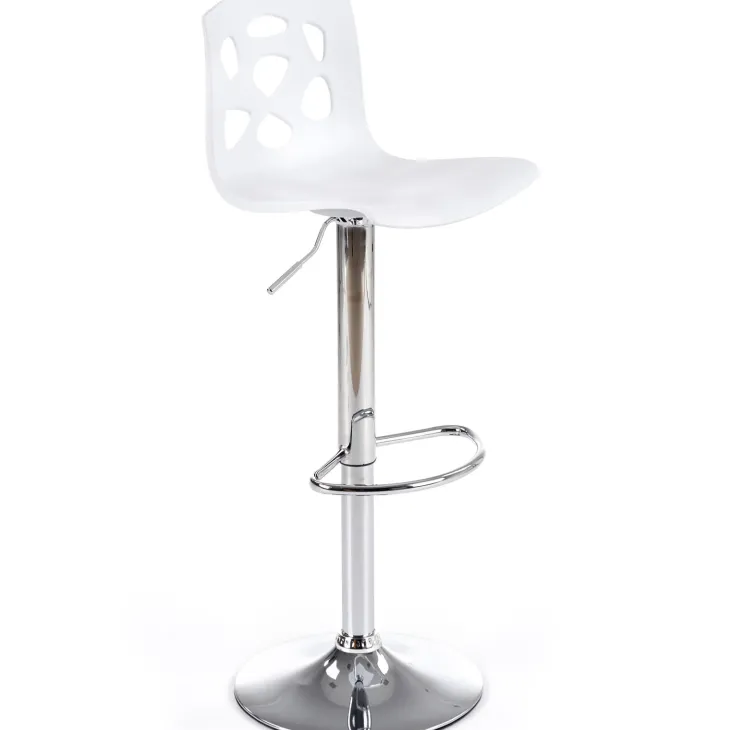 Sgabello alto regolabile design moderno bianco acciaio cromato Oliver
