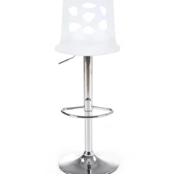 Sgabello alto regolabile design moderno bianco acciaio cromato Oliver