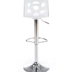 Sgabello alto regolabile design moderno bianco acciaio cromato Oliver