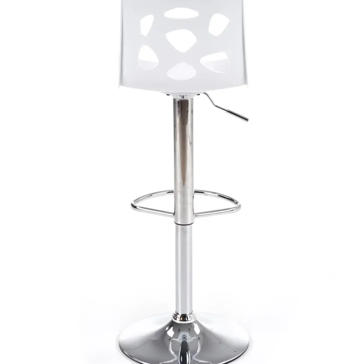 Sgabello alto regolabile design moderno bianco acciaio cromato Oliver