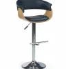 Sgabello alto regolabile in ecopelle nero rovere Lucy
