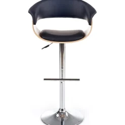 Sgabello alto regolabile in ecopelle nero rovere Lucy